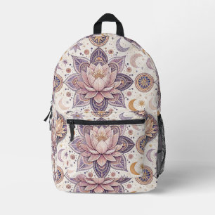 Hemelse Lotus Mandala Spiritueel Ontwerp Patroon Bedrukte Rugzak