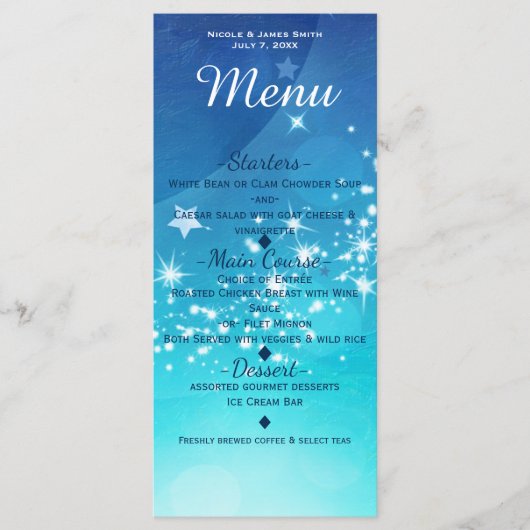 Hemelse lucht glinsterende maan menu kaart uitnodi (Voorkant)