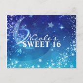 Hemelse lucht maan glinster feest datum save aankondigingskaart (Voorkant)