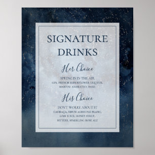 Hemelse lucht met lijst signatuur drankjes bord poster