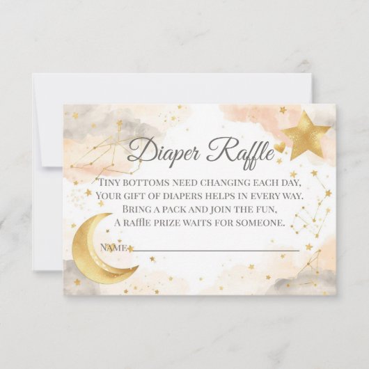 Hemelse Luier Raffle Kaart | Gouden Sterren (Voorkant)