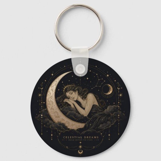 Hemelse Luxe Maan & Sterren Charme Sleutelhanger (Voorkant)