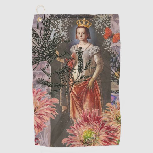 Hemelse Maagd Godin Collage: Vintage Hemels Golfhanddoek (Voorkant)