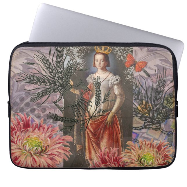 Hemelse Maagd Godin Collage: Vintage Hemels Laptop Sleeve (Voorkant)