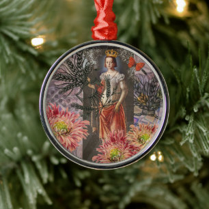 Hemelse Maagd Godin Collage: Vintage Hemels Metalen Ornament