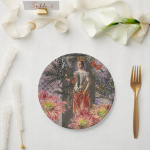 Hemelse Maagd Godin Collage: Vintage Hemels Papieren Bordje