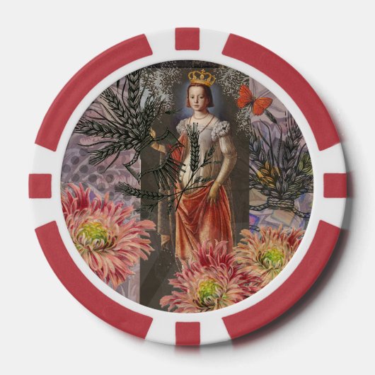 Hemelse Maagd Godin Collage: Vintage Hemels Poker Chips (Voorkant)