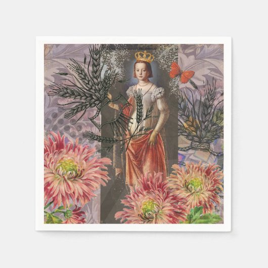 Hemelse Maagd Godin Collage: Vintage Hemels Servet (Voorkant)