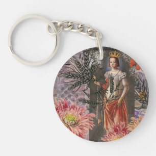Hemelse Maagd Godin Collage: Vintage Hemels Sleutelhanger