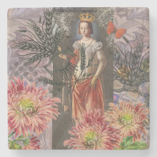 Hemelse Maagd Godin Collage: Vintage Hemels Stenen Onderzetter
