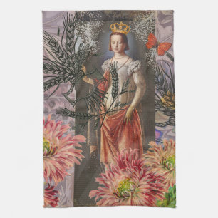 Hemelse Maagd Godin Collage: Vintage Hemels Theedoek