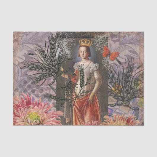 Hemelse Maagd Godin Collage: Vintage Hemels Tissuepapier (Voorkant)