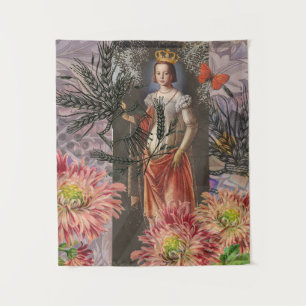 Hemelse Maagd Godin Collage: Vintage Hemels Wandkleed