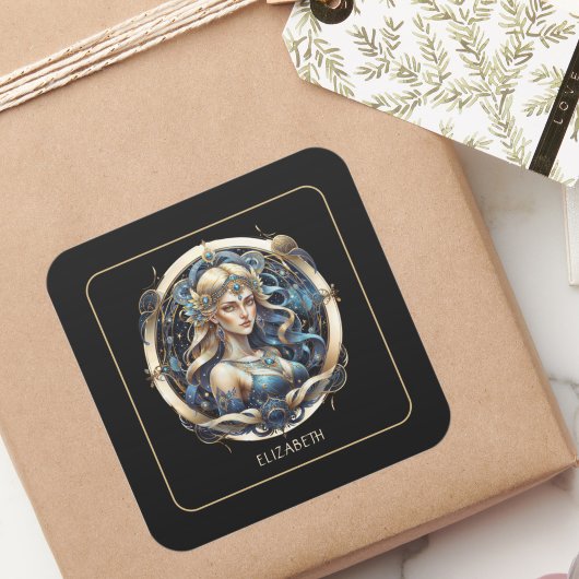 Hemelse maagd Modern Script Zodiac symbool Maagd Vierkante Sticker
