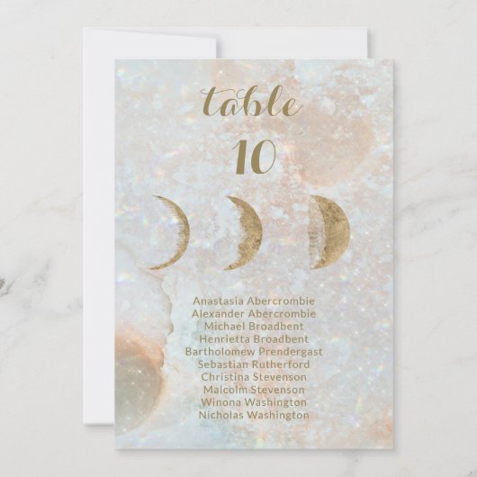 Hemelse Maan Aangepaste Namen Trouwstoel Grafiek Aankondiging (Achterkant)