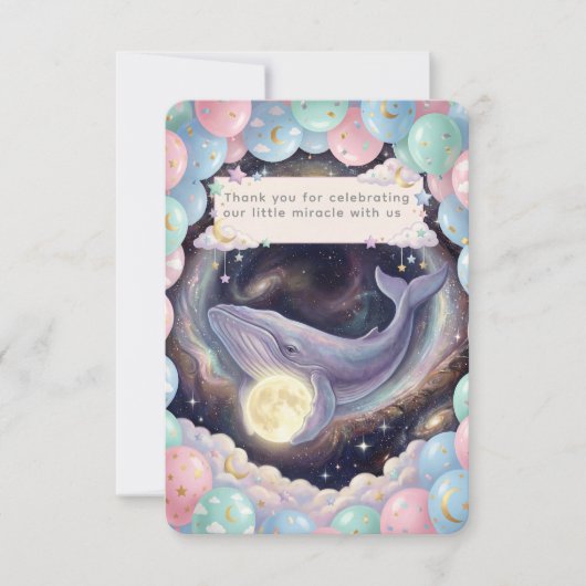 Hemelse Maan Baby Shower Bedankkaart (Voorkant)