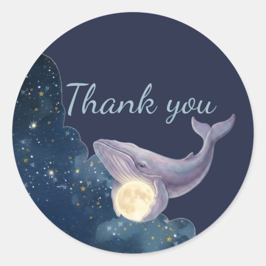 Hemelse Maan Baby Shower Bedankt Stickers | Wh (Voorkant)