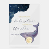 Hemelse Maan Baby Shower Welkom Bord | Walvis & (Voorkant)
