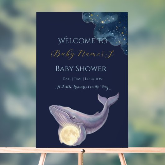 Hemelse Maan Baby Shower Welkom Bord | Walvis & (Neutraal)