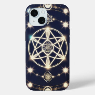 Hemelse Maan Cyclus Mandala – Heilige Geometrie iPhone 15 Case