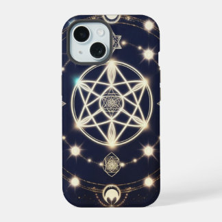Hemelse Maan Cyclus Mandala – Heilige Geometrie iPhone 15 Case