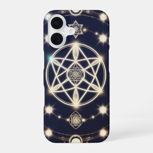 Hemelse Maan Cyclus Mandala – Heilige Geometrie iPhone 16 Hoesje (Achterkant)