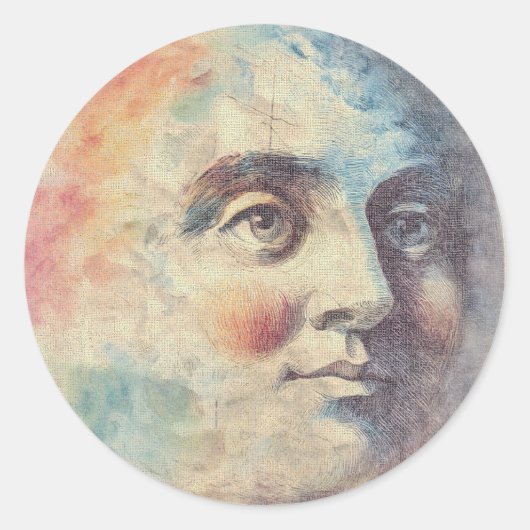 Hemelse Maan Droom Vintage Sticker (Voorkant)