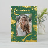 Hemelse Maan en Sterren Afgestudeerde Foto Afstude Folie Uitnodiging (Staand Voorkant)