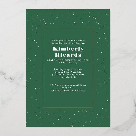 Hemelse Maan en Sterren Afgestudeerde Foto Afstude Folie Uitnodiging (Achterkant)