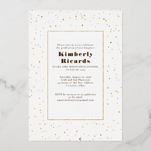 Hemelse Maan en Sterren Afstuderen Foto Afstuderen Folie Uitnodiging (Achterkant)