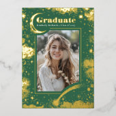 Hemelse Maan en Sterren Afstuderen Foto Afstuderen Folie Uitnodiging (Voorkant)