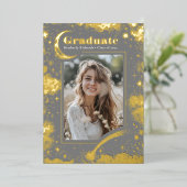 Hemelse Maan en Sterren Afstuderen Foto Afstuderen Folie Uitnodiging (Staand Voorkant)