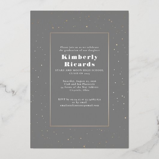 Hemelse Maan en Sterren Afstuderen Foto Afstuderen Folie Uitnodiging (Achterkant)