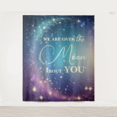 Hemelse maan en sterren baby shower wandkleed (Voorkant)