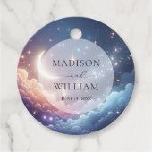 Hemelse Maan en Sterren Gepersonaliseerde Bruiloft Bedankjes Labels (Voorkant)