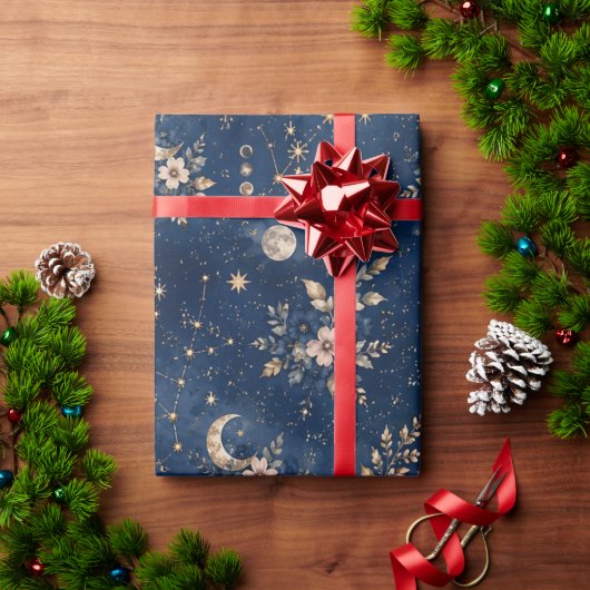 Hemelse maan en sterren inpakpapier voor haar (Feestdagen Geschenken)