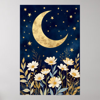Hemelse Maan en Wilde Bloemen Poster