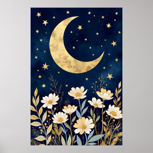 Hemelse Maan en Wilde Bloemen Poster (Voorkant)