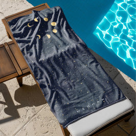 Hemelse Maan Fasen Gouden Monogram Strandlaken