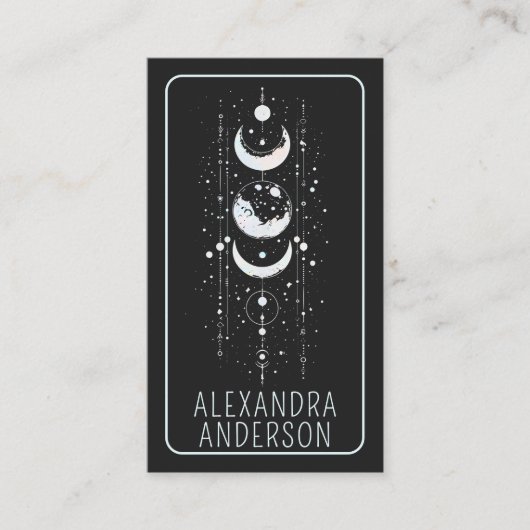 Hemelse Maan Fasen Mystieke Holistische QR Code Visitekaartje (Voorkant)