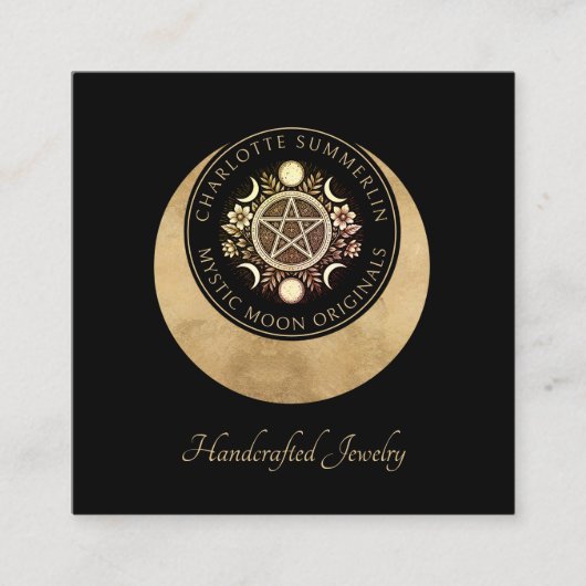 Hemelse Maan Fasen Sieraden Ontwerper Vierkante Visitekaartje (Voorkant)