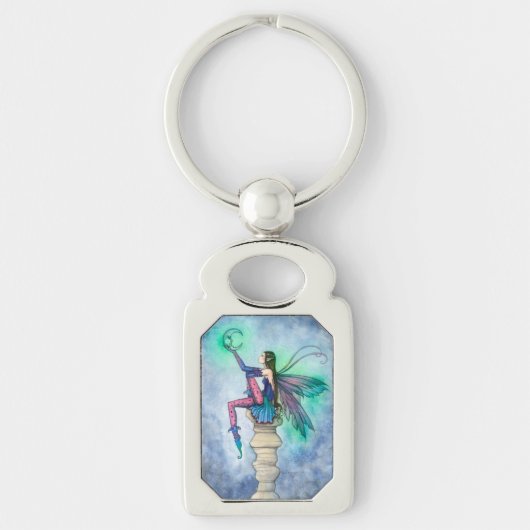 Hemelse Maan Fee Fantasie Kunst Sleutelhanger (Voorkant)