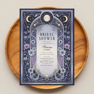 Hemelse Maan Florale Art Nouveau Bruids-Shower Kaart