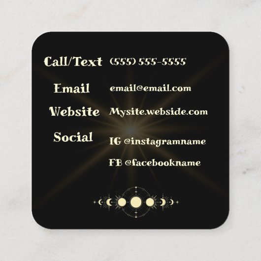 Hemelse Maan Goud Minimaal Vierkante Visitekaartje (Achterkant)