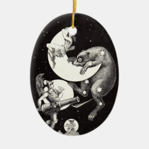 Hemelse Maan Lucht Universum God Nacht Illustratie Keramisch Ornament