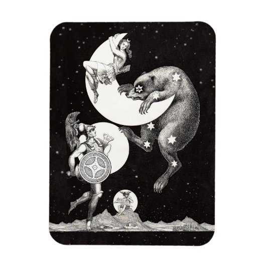 Hemelse Maan Lucht Universum God Nacht Illustratie Magneet (Verticaal)