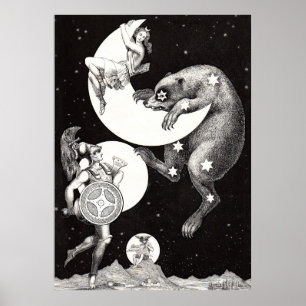 Hemelse Maan Lucht Universum God Nacht Illustratie Poster
