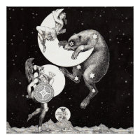 Hemelse Maan Lucht Universum God Nacht Illustratie