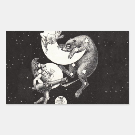 Hemelse Maan Lucht Universum God Nacht Illustratie Rechthoekige Sticker (Voorkant)