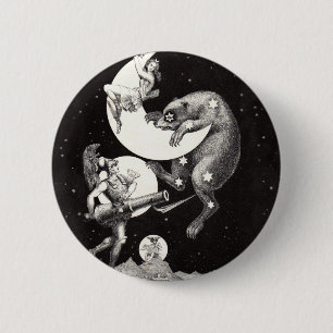 Hemelse Maan Lucht Universum God Nacht Illustratie Ronde Button 5,7 Cm